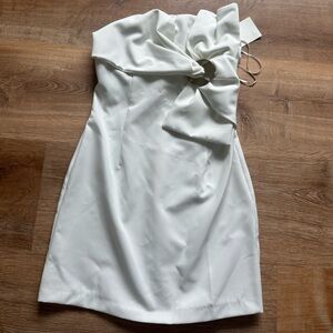 NWT Zara Strapless White Mini Dress with Gold Accent - Small